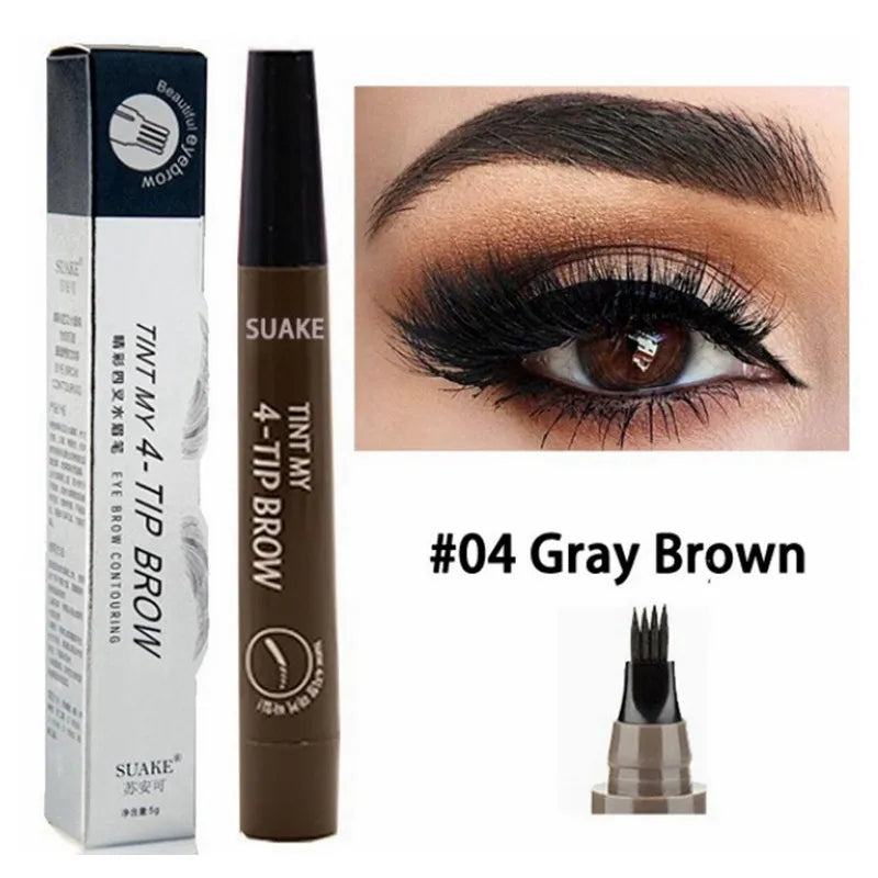 4 Points Eyebrow Pen 5 Colors Liquid Brow Pencil Dark Brown Microblading Eyebrow Pencil Waterproof Eyebrow Tattoo Pen Cosmetics