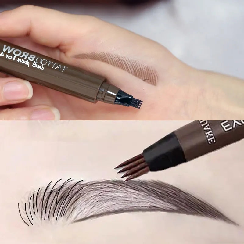 4 Points Eyebrow Pen 5 Colors Liquid Brow Pencil Dark Brown Microblading Eyebrow Pencil Waterproof Eyebrow Tattoo Pen Cosmetics