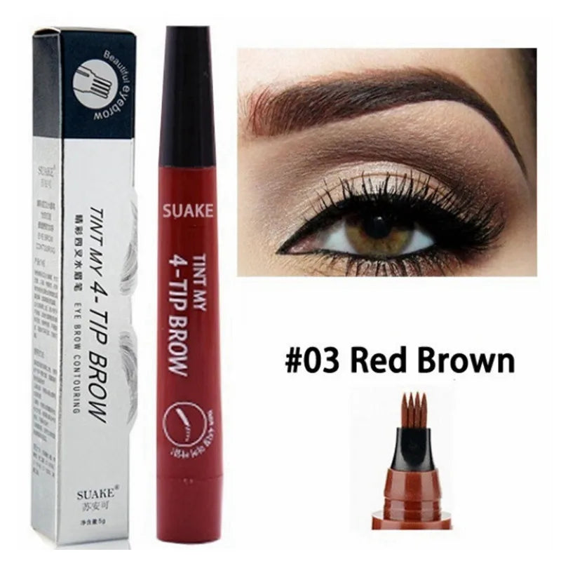 4 Points Eyebrow Pen 5 Colors Liquid Brow Pencil Dark Brown Microblading Eyebrow Pencil Waterproof Eyebrow Tattoo Pen Cosmetics