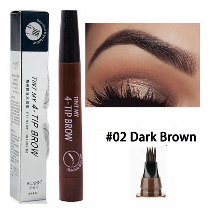 4 Points Eyebrow Pen 5 Colors Liquid Brow Pencil Dark Brown Microblading Eyebrow Pencil Waterproof Eyebrow Tattoo Pen Cosmetics