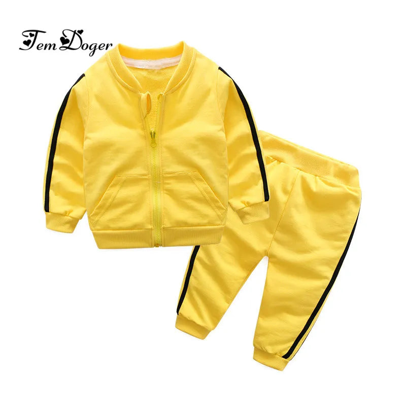 2024 Autumn Fashion baby girl clothes cotton long sleeve solid zipper jacket+pants 2pcs babes tracksuit baby boy clothing set