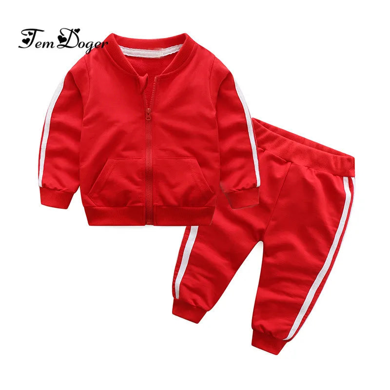 2024 Autumn Fashion baby girl clothes cotton long sleeve solid zipper jacket+pants 2pcs babes tracksuit baby boy clothing set