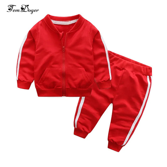 2024 Autumn Fashion baby girl clothes cotton long sleeve solid zipper jacket+pants 2pcs babes tracksuit baby boy clothing set