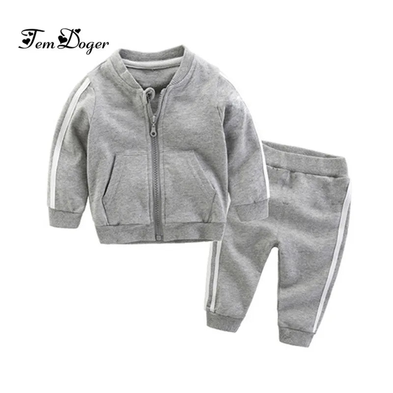 2024 Autumn Fashion baby girl clothes cotton long sleeve solid zipper jacket+pants 2pcs babes tracksuit baby boy clothing set