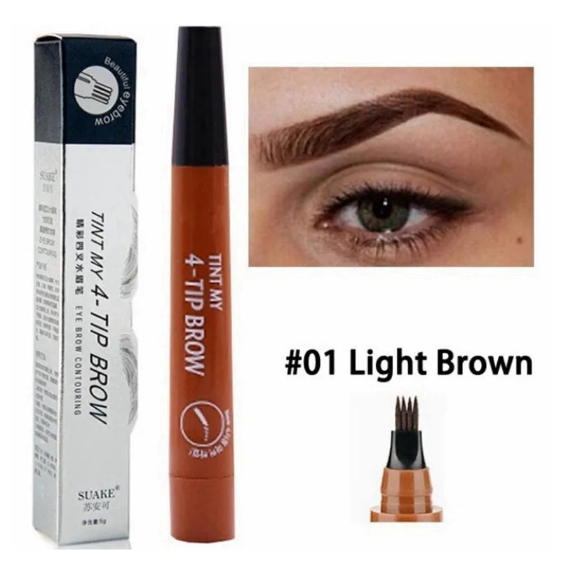 4 Points Eyebrow Pen 5 Colors Liquid Brow Pencil Dark Brown Microblading Eyebrow Pencil Waterproof Eyebrow Tattoo Pen Cosmetics