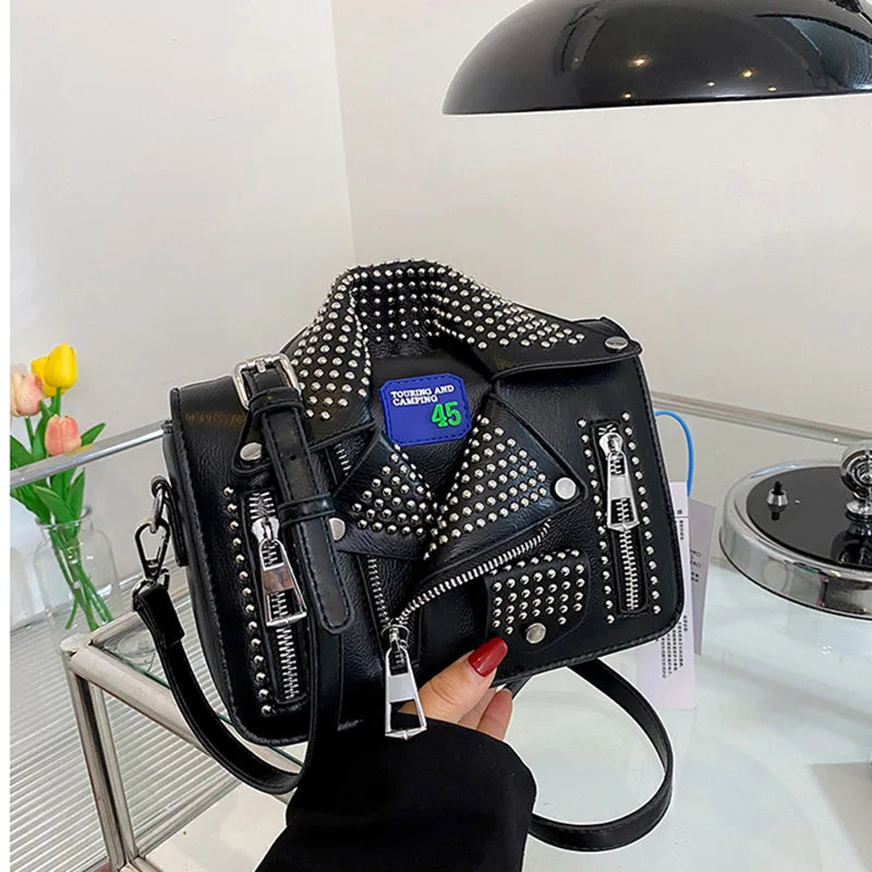 Punk Petite Suits Design Crossbody Bag Retro Rhinestone Rivets Female Handbag Purse Brand Designer Shoulder Bag Luxury Women Bag