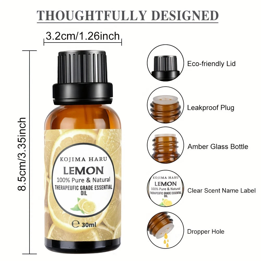 1pc Lemon Essential Oils-30ml/1.01oz-For MassageShower, Skin Care, Facial, Body, Nail, Hair, Eyelash Care