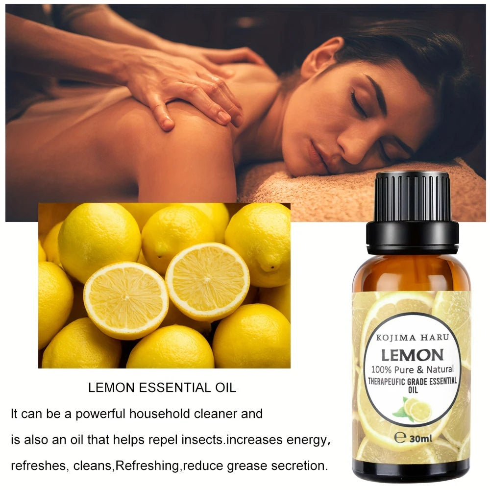 1pc Lemon Essential Oils-30ml/1.01oz-For MassageShower, Skin Care, Facial, Body, Nail, Hair, Eyelash Care